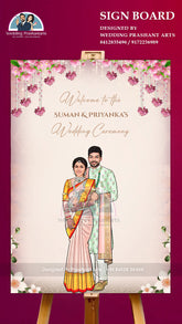 SIP-002 | South Indian Wedding Welcome Board: Make Your Big Day Uniquely Caricature